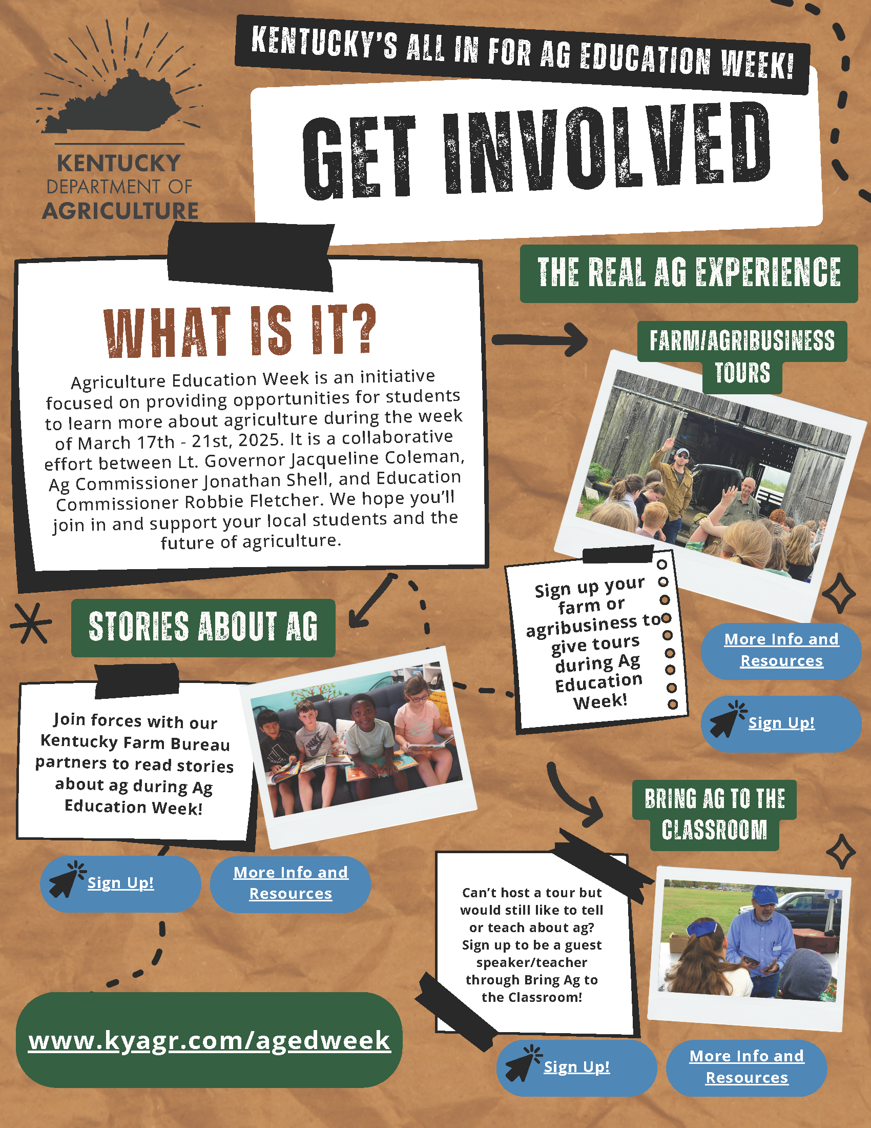 graphic with flyer requesting guest speakers and ag site hosts for educational programs during KY Ag week