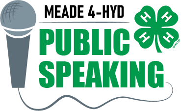 graphic of public speaking logo with microphone and 4-H clover